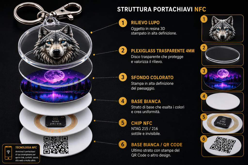 Portachiavi 3D Personalizzati con NFC